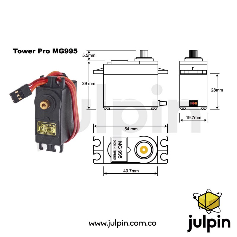 Servo de alta velocidad MG995 de 360° (Rotación continua)