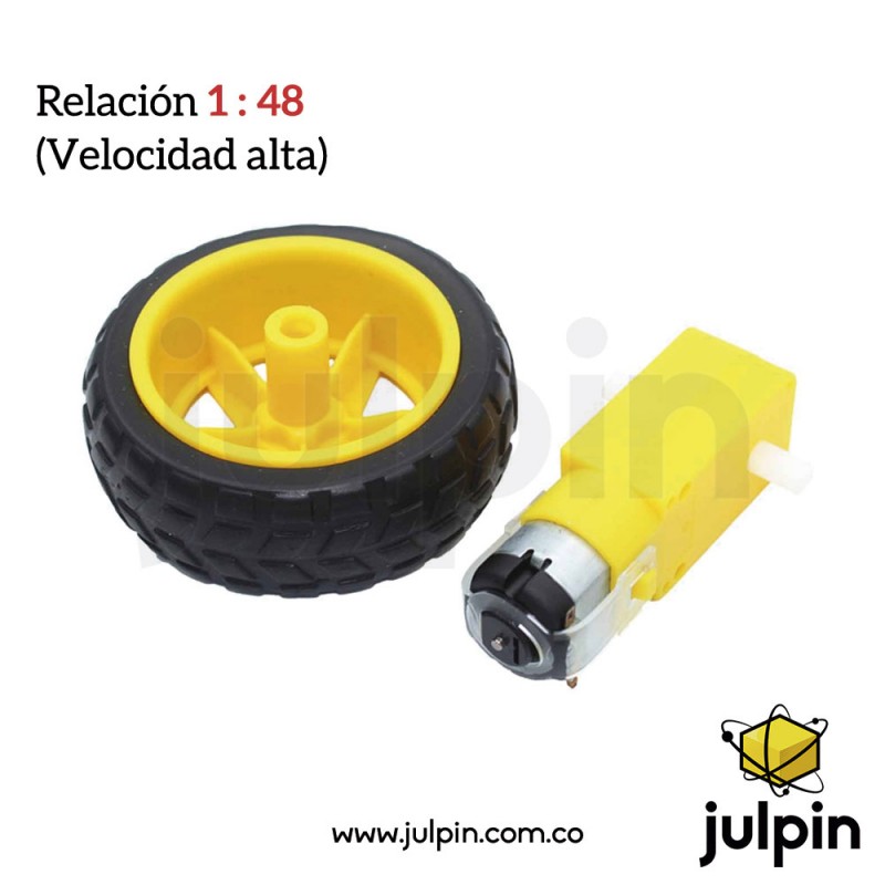 Motor Dc Caja Reductora Rueda Goma Arduino