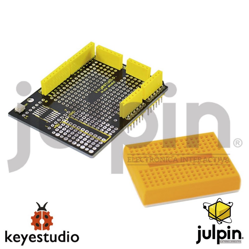 Escudo con protoboard de montaje para tarjeta UNO R3