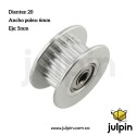 Polea, rodamiento o patín tensor con 20 dientes para eje de 5mm