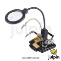 Tercera mano con lupa iluminada LED, pinzas y soporte para soldadura