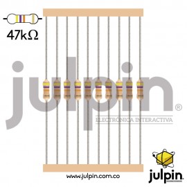 Paquete x 10 resistencias de 47K Ohmios