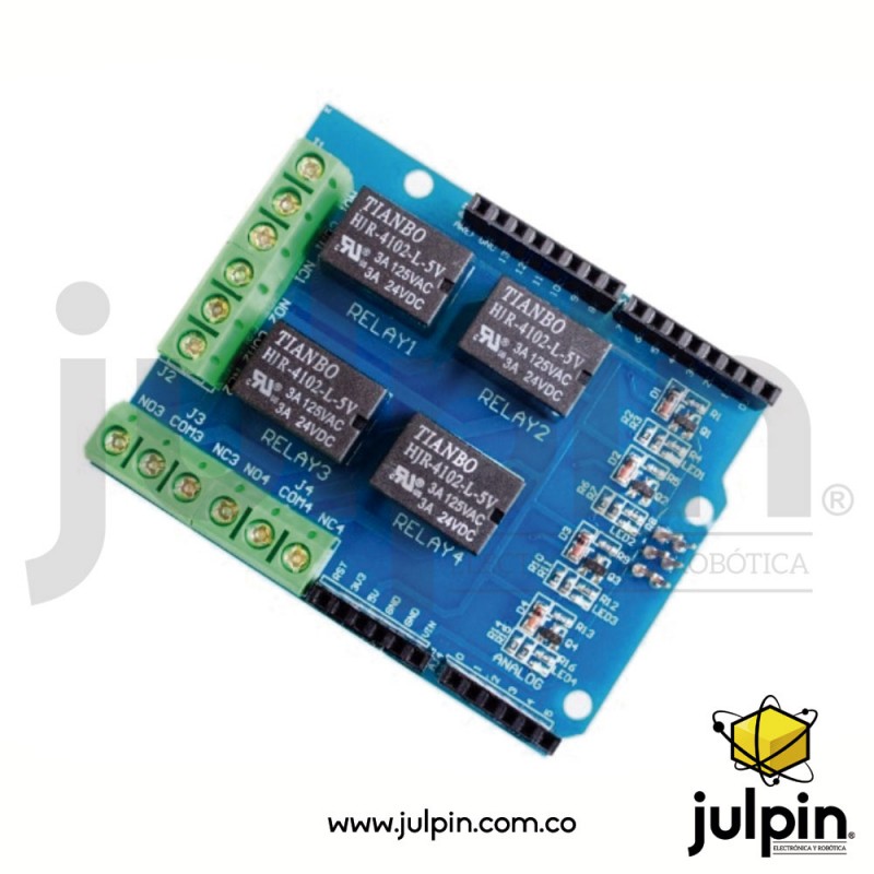 Shield o escudo de 4 relays para arduino UNO o MEGA