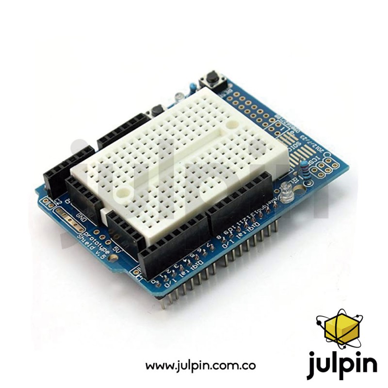 Escudo con protoboard de montaje para tarjeta UNO R3