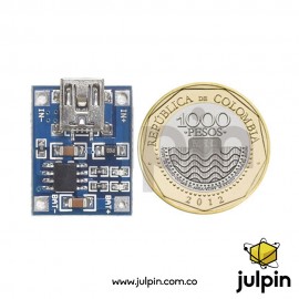 Cargador mini USB de batería litio 18650 1A TP4056