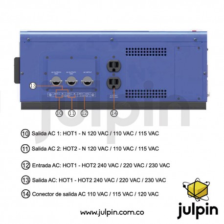 Inversor de baja frecuencia de 48V y 6KW. Fase dividida
