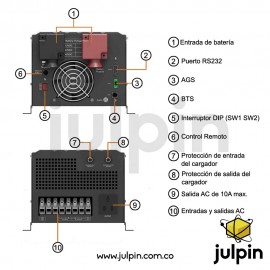 Inversor de baja frecuencia de 3KW a 48V. Salida 110V
