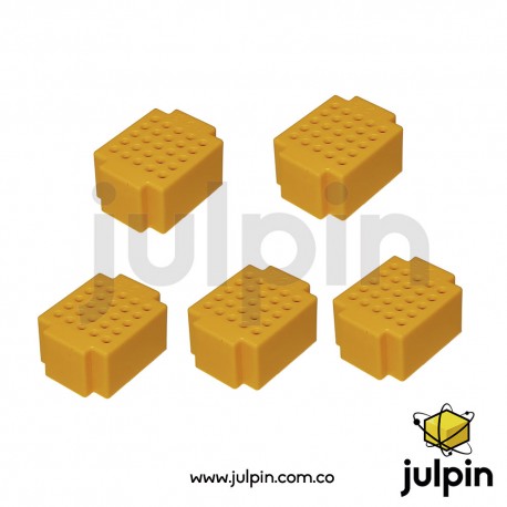 Set de 5 mini protoboard de 25 agujeros Set de 5 mini protoboard de 25 agujeros