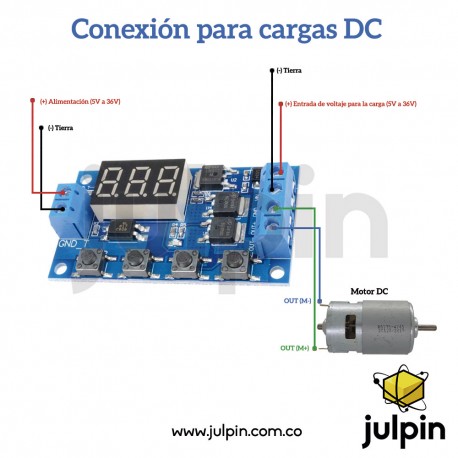 Temporizador programable, modulo rele con pantalla digital LED 12V, 24V